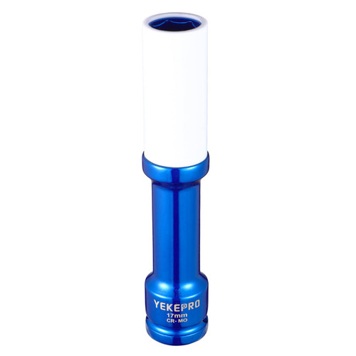 YEKEPRO 17mm 6" Extra-long Thin Wall Wheel Protector Impact Deep Socket Set, Non-Marring Lug Nut Socket Set, 6 Point, W12003A-17