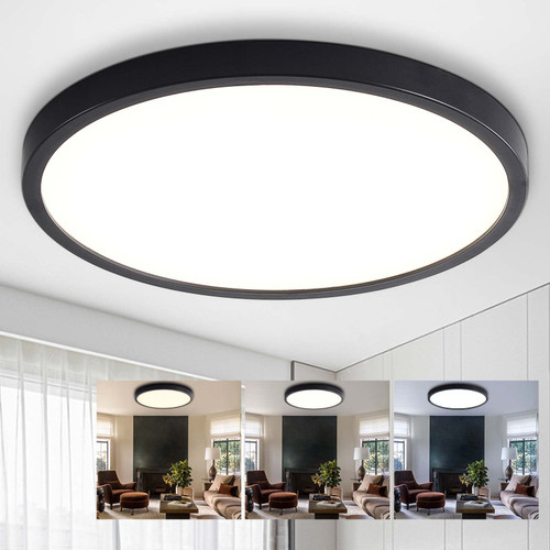 YOLK LED Light Fixtures Ceiling Mount, 12Inch CCT 3000K/4000K/6500K Flush Mount Ceiling Light Ultra Thin Round Lighting Fixture for Bedroom, Child Room, Porch, Hallway