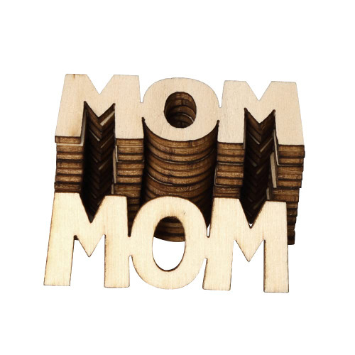 UUYYEO 30 Pcs Wooden MOM Letters Slices Cutouts Little MOM Wood Crafts Unfinished Wood Embellishments Ornaments for Mothet's Day Mom's Birthday Party Decorations