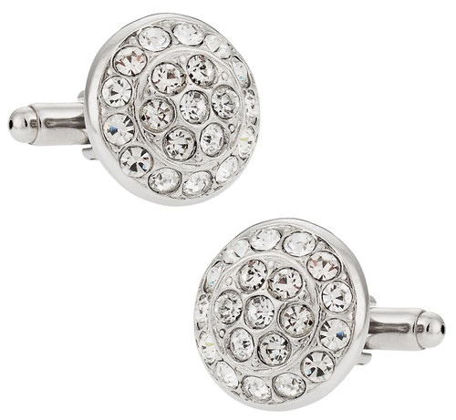 Cuff-Daddy Crystal Round Cufflinks with Presentation Box
