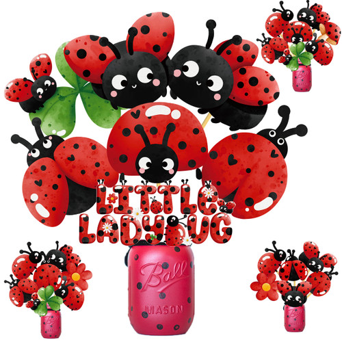 Ladybug Party Centerpiece Sticks Ladybug Birthday Party Table Toppers Ladybird Table Centerpieces Ladybug Party Decorations for Insect Theme Baby Shower Supplies