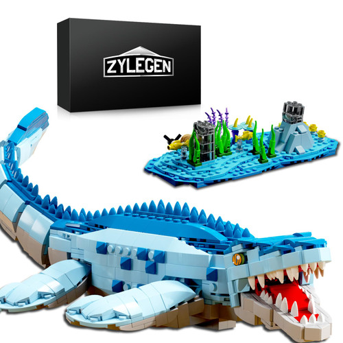 ZYLEGEN Mosasaur Dinosaur Building Blocks Set,Dino World Park Building Blocks Toys Set for Boys,Adults,Teens,or Dinosaur Enthusiats,Animal Building Set,Christmas Birthday Gift(1,158Pcs)