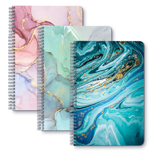 A5 Size Spiral Notebook Ruled Notebook/Journal Lined Journal 5.83" X 8.27" Durable Books Marble Pattern College Ruled Spiral Notebook/Journal - Rough Draft Mini Spiral Notebook Pack of 3