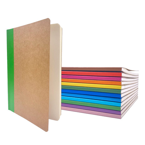 12 Pack A5 Kraft Notebooks Journals, 12 Colors Composition Notebooks Journals, Blank Pages Travel Journal Bulk, 60 Pages Soft Cover with Rainbow Spines for Office School Supplies