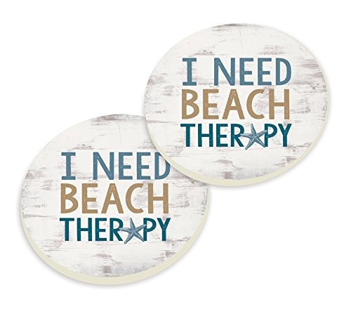 P. GRAHAM DUNN Need Beach Therapy Whitewash Look 3 x 3 Ceramic Car Coasters 2 Pack