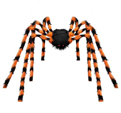 Angelhood Halloween Decorations Giant Spider 6.6ft,Realistic Large Hairy Spider Scary Furry Spider Props for Indoor Outdoor Yard Party Halloween Decor