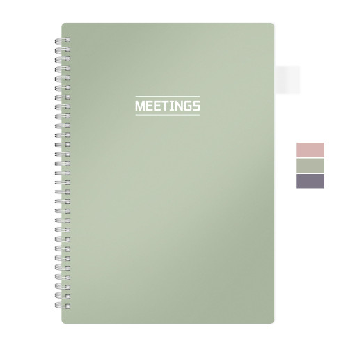 Meeting Notes Notebook for Work, Meeting Notebook with Action Items, Agenda for Women & Men Office, Business, Projects Note Taking, 7 * 10", Green