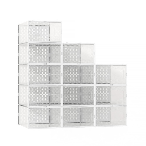 AVGXC Clear Plastic Stackable Shoe Storage Boxes,12 Pack Shoe Boxes for Storage and Organization, Shoe Boxes Clear Plastic with Stackable Design