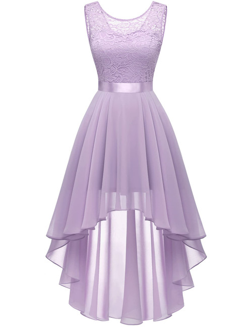 BeryLove Formal Dresses for Women 2023 Wedding Guest Summer Prom Dresses for Teens Sleeveless Lace Chiffon Floral Bridesmaid Cocktail Homecoming Flowy Elegant Party Midi Dresses 35 Lavender XS