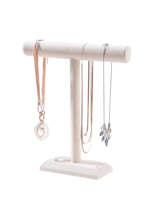 Byken Necklace Holder Organizer,Jewelry Display Stand for Chains Bangles Selling,Beige White T-bar Tall Jewelry Tree Stuff. Byken Necklace Holder Organizer,Jewelry Display Stand for Chains Bangles Selling,Beige White T-bar Tall Jewelry Tree Stuff.