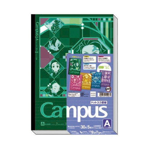 Demon Slayer Kokuyo Campus Notebooks Semi B5-Dotted, 7 mm Ruled - 30 Lines X 30 Sheets - Pack of 5 (1 Set)