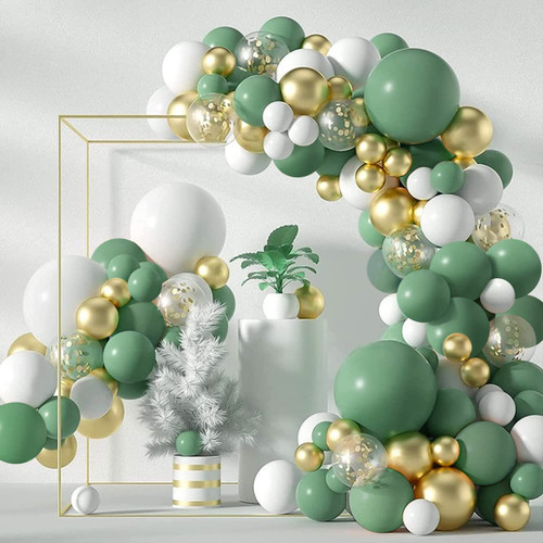 CANREVEL 125pcs Sage Green Balloon Garland Arch Kit White Gold Confetti Balloons Retro Green Latex Balloon for Birthday Party Baby Shower Wedding Christmas Holiday Balloon Jungle Decorations CANREVEL 125pcs Sage Green Balloon Garland Arch Kit White Gold Confetti Balloons Retro Green Latex Balloon for Birthday Party Baby Shower Wedding Christmas Holiday Balloon Jungle Decorations
