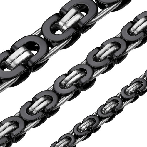Men's Black Stainless Steel Flat Byzantine Chain Jewelry Gift Link Chain Short Choker 18" Men's Black Stainless Steel Flat Byzantine Chain Jewelry Gift Link Chain Short Choker 18"