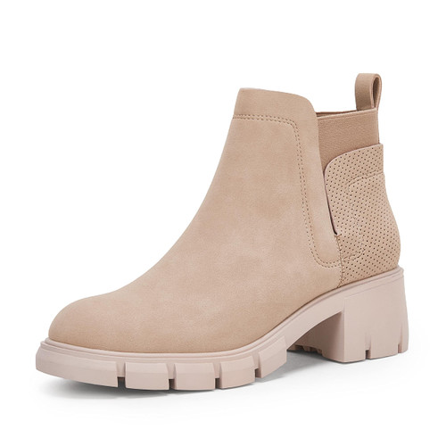 Womens Lug Sole Ankle Boots Elastic Slip On Platform Chunky Mid Block Heel Western Chelsea Booties Womens Lug Sole Ankle Boots Elastic Slip On Platform Chunky Mid Block Heel Western Chelsea Booties