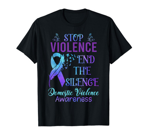 Family Domestic Violence Awareness Purple Ribbon T-Shirt