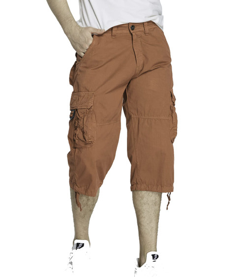 DONGD Mens Cargo Shorts 3/4 Relaxted Fit Capri Pants Below Knee Cargo Short Dark Khaki DONGD Mens Cargo Shorts 3/4 Relaxted Fit Capri Pants Below Knee Cargo Short Dark Khaki