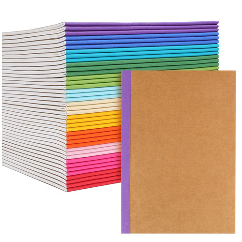 EOOUT 40 Pack A5 Kraft Notebooks, Composition Notebooks Lined Journal Bulk 12 Colors with Rainbow Spines, 60 Pages for Kids Women Girls, School Office Supplies