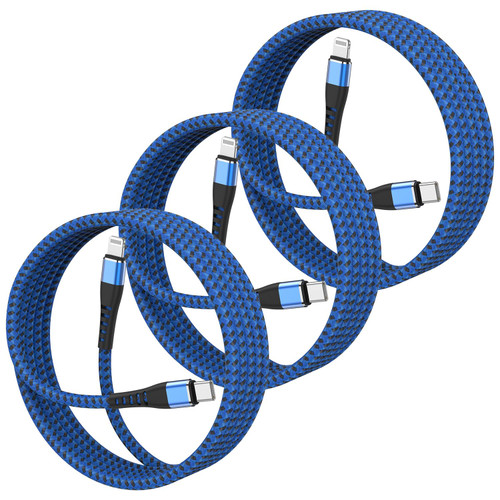 (Apple MFi Certified) 3Pack USB C to Lightning Cable 10ft,Super Fast Charger Type C to Lightning Cord,Apple USB C Lightning Cables for iPhone 13/13 Pro/12/12 Mini/12 Pro Max/11 Pro/X/XS/XR/iPad(Blue)