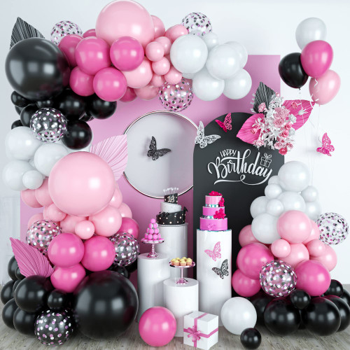 Balloon Garland Arch Kit Pink Black, Black Pink White Balloon Arch Kit Balloon Garland, Pink Confetti Latex Balloons For Girls Birthday Decoration Wedding Baby Shower Decoration Party Supplies Balloon Garland Arch Kit Pink Black, Black Pink White Balloon Arch Kit Balloon Garland, Pink Confetti Latex Balloons For Girls Birthday Decoration Wedding Baby Shower Decoration Party Supplies