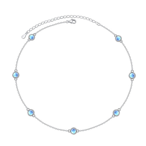 FLYOW S925 Sterling Silver Moonstone Choker Necklace Short Dainty Pendant Necklace Jewelry for Women Girls FLYOW S925 Sterling Silver Moonstone Choker Necklace Short Dainty Pendant Necklace Jewelry for Women Girls