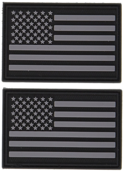 PVC Tactical USA Flag Patch - Black & Silver ACU