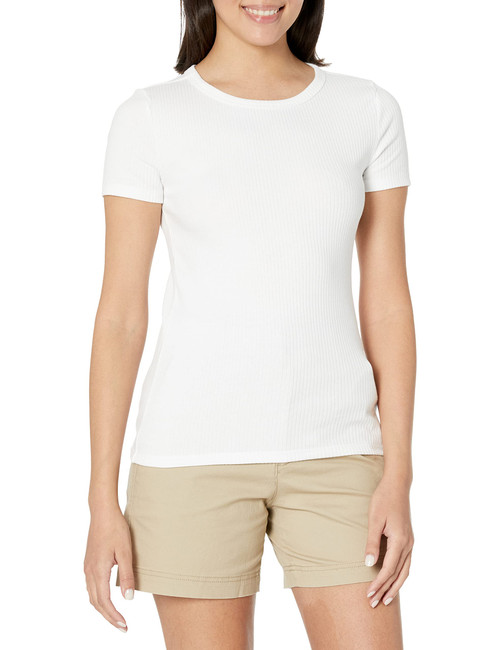 GAP Womens Short Sleeve Ribbed Tee T-Shirt, White, Medium US