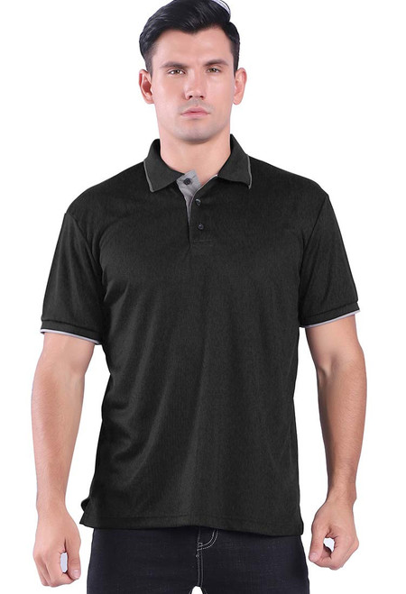 Men's Golf Polo Shirt Quick-Dry Short Sleeve Solid Regular-fit Black 4XL