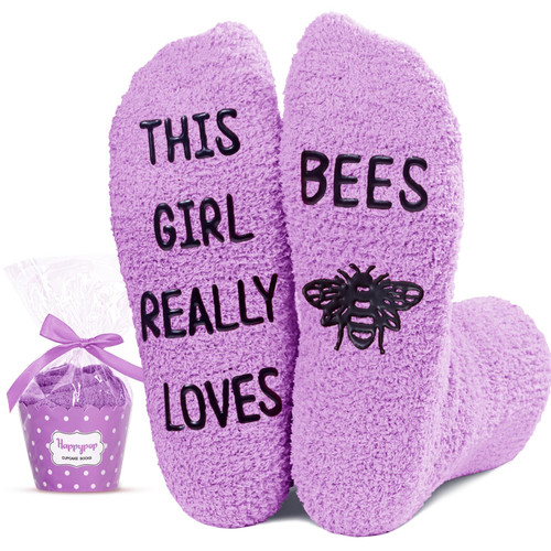 HAPPYPOP Crazy Silly Fun Socks for Women Girls, Bee Gifts Insect Gifts, Animal Lover Gifts, Bee Socks Insect Socks