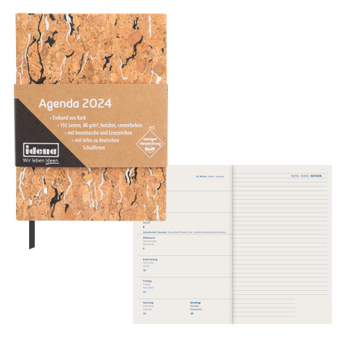 Idena 11057-2024 Diary - DIN A6, Cork, 192 Pages, 1 Week on 1 Page, Agenda, Weekly Planner Idena 11057-2024 Diary - DIN A6, Cork, 192 Pages, 1 Week on 1 Page, Agenda, Weekly Planner