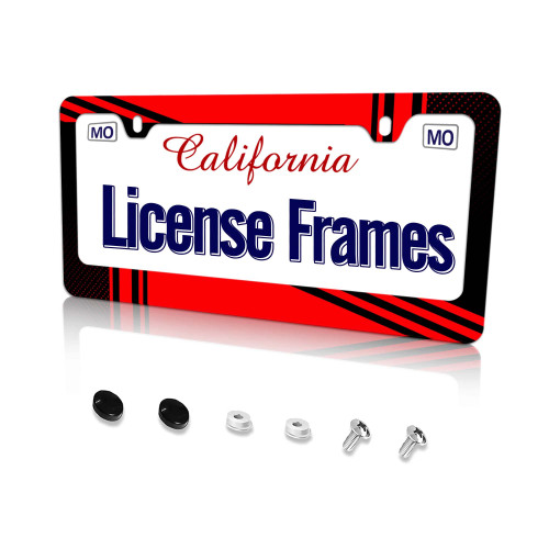 Red License Plate Frame?Red License Plate Frames Red License Plate Holder License Plates Frames Red Car Accessories Tag Frame 1 Pack 2 Holes Stainless Steel Metal Decorative
