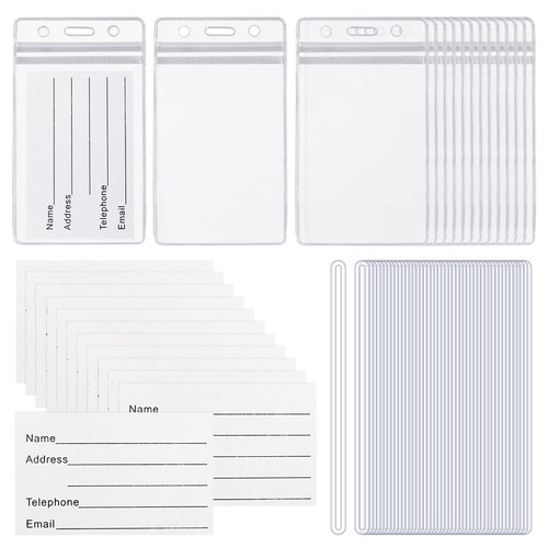 Ira Pollitt 50 Pcs Clear Luggage Tag Bag Tag Holder Identification ID Card Badge Holder with 50 Pcs Loop Straps Luggage Tags for Office Business Travel