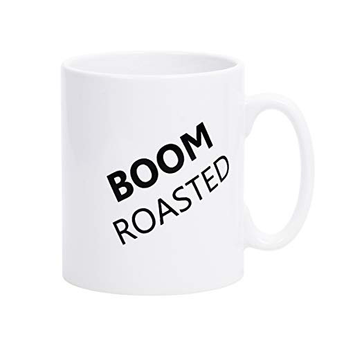 Boom Roasted Mug Coffee Tea Cup Novelty Gift Present White Ceramic Mug for Christmas Thanksgiving Festival Gift Present Friends