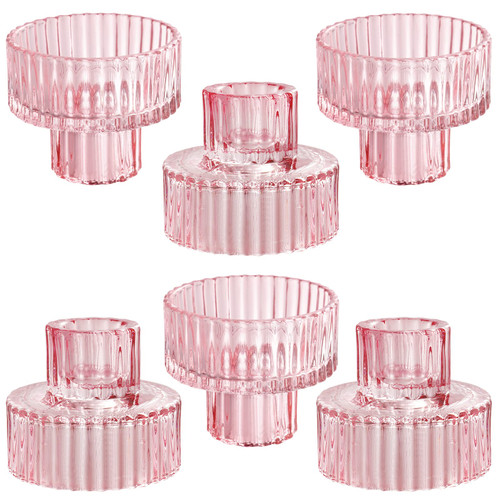 IYOUYA Pink Glass Candle Holders 6PCS for Pillar Candles, Taper Candles, Tealight Candles,Candlestick Holders for Wedding, Festival, Dinning&Party IYOUYA Pink Glass Candle Holders 6PCS for Pillar Candles, Taper Candles, Tealight Candles,Candlestick Holders for Wedding, Festival, Dinning&Party