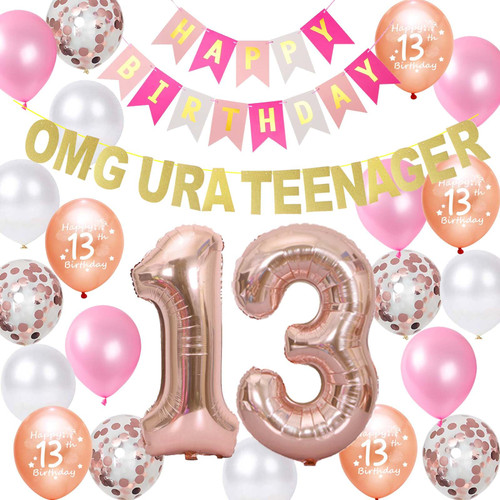 Teenager Birthday Party Decoration 13th Birthday Party Decorations for Girls, Omg Ur A Teenager Birthday Banner Rose Gold 13 Birthday Balloons Confetti Balloons for 13th Birthday Girls Her Daughter Teenager Birthday Party Decoration 13th Birthday Party Decorations for Girls, Omg Ur A Teenager Birthday Banner Rose Gold 13 Birthday Balloons Confetti Balloons for 13th Birthday Girls Her Daughter
