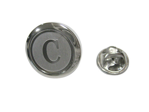 Kiola Designs Silver Toned Round Letter C Monogram Lapel Pin