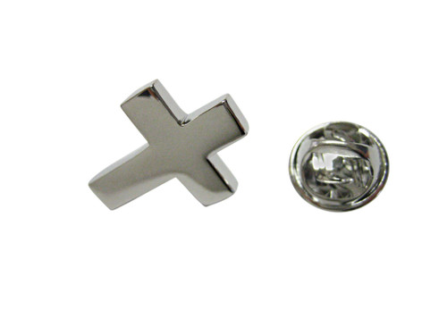 Kiola Designs Silver Toned Thick Classic Religious Cross Lapel Pin