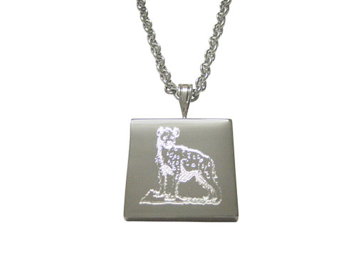 Kiola Designs Silver Toned Etched Hyena Pendant Necklace