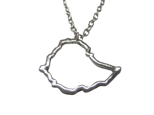 Kiola Designs Silver Toned Ethiopia Map Outline Pendant Necklace