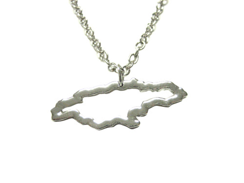 Kiola Designs Silver Toned Jamaica Map Outline Pendant Necklace