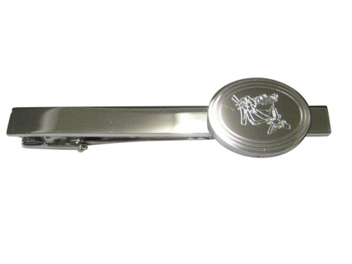 Kiola Designs Silver Toned Etched Oval Tropical Frog On Tree Tie Clip