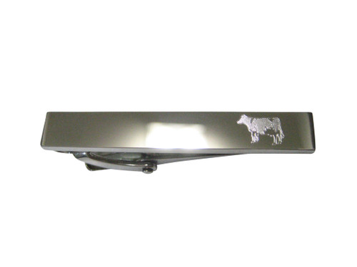 Kiola Designs Silver Toned Etched Sleek Cow Skinny Tie Clip