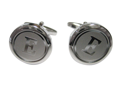 Kiola Designs Silver Toned Round Letter E Monogram Cufflinks