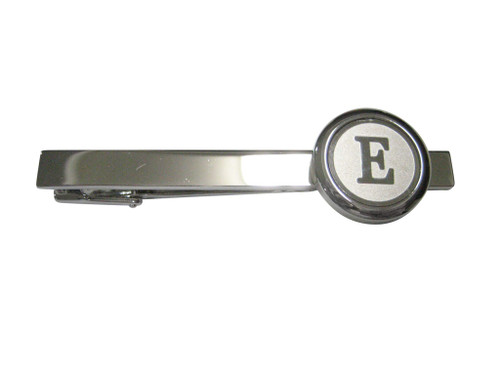 Kiola Designs Silver Toned Round Letter E Monogram Tie Clip