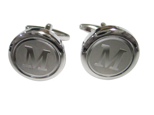 Kiola Designs Silver Toned Round Letter M Monogram Cufflinks