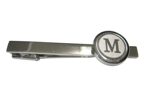 Kiola Designs Silver Toned Round Letter M Monogram Tie Clip
