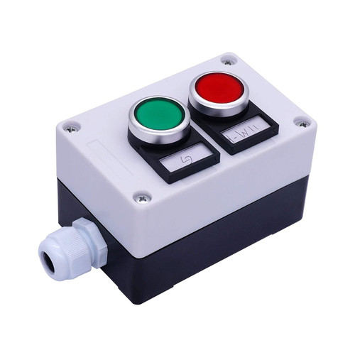 KLVN 22mm 10A 440V 1NO 1NC Red Green Sign Momentary Push Button Switch Pushbutton Switches Station