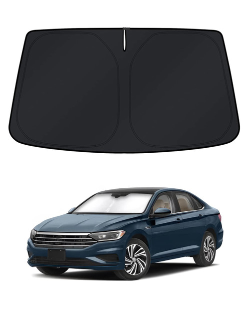 KUST Windshield Sun Shade for Volkswagen VW Jetta 2019-2023 Window Shade Sun Visor Cover Foldable Blocks UV Rays Keep Your Car Cooler