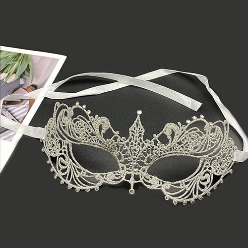 Liatunou Women's Masquerade Mask Lace Eye Mask for Ball Proms and Party (Silver)
