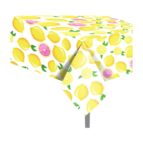 2 Pcs Lemon Plastic Tablecloth, Lemon Summer Table Cover Lemon Disposable Rectangle Table Cover Yellow Lemon Waterproof Table Cloth for Summer Lemon Party Summer Fruit Party Picnic Decor, 54 x 87 Inch