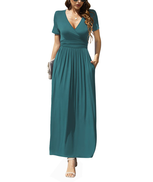 LILBETTER Summer Flowy Deep V Neck Maxi Dress Long Elegant Womens Dresses(Acid Blue,Small) LILBETTER Summer Flowy Deep V Neck Maxi Dress Long Elegant Womens Dresses(Acid Blue,Small)